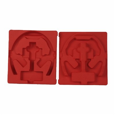 लकड़ी के गूदे से ढली हुई लाल भीतरी ट्रे